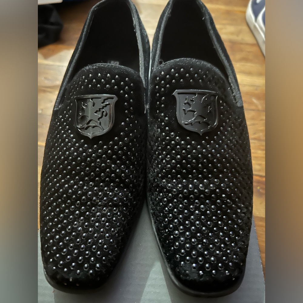 Stacy Adams Black Studded Kids Dress Shoes